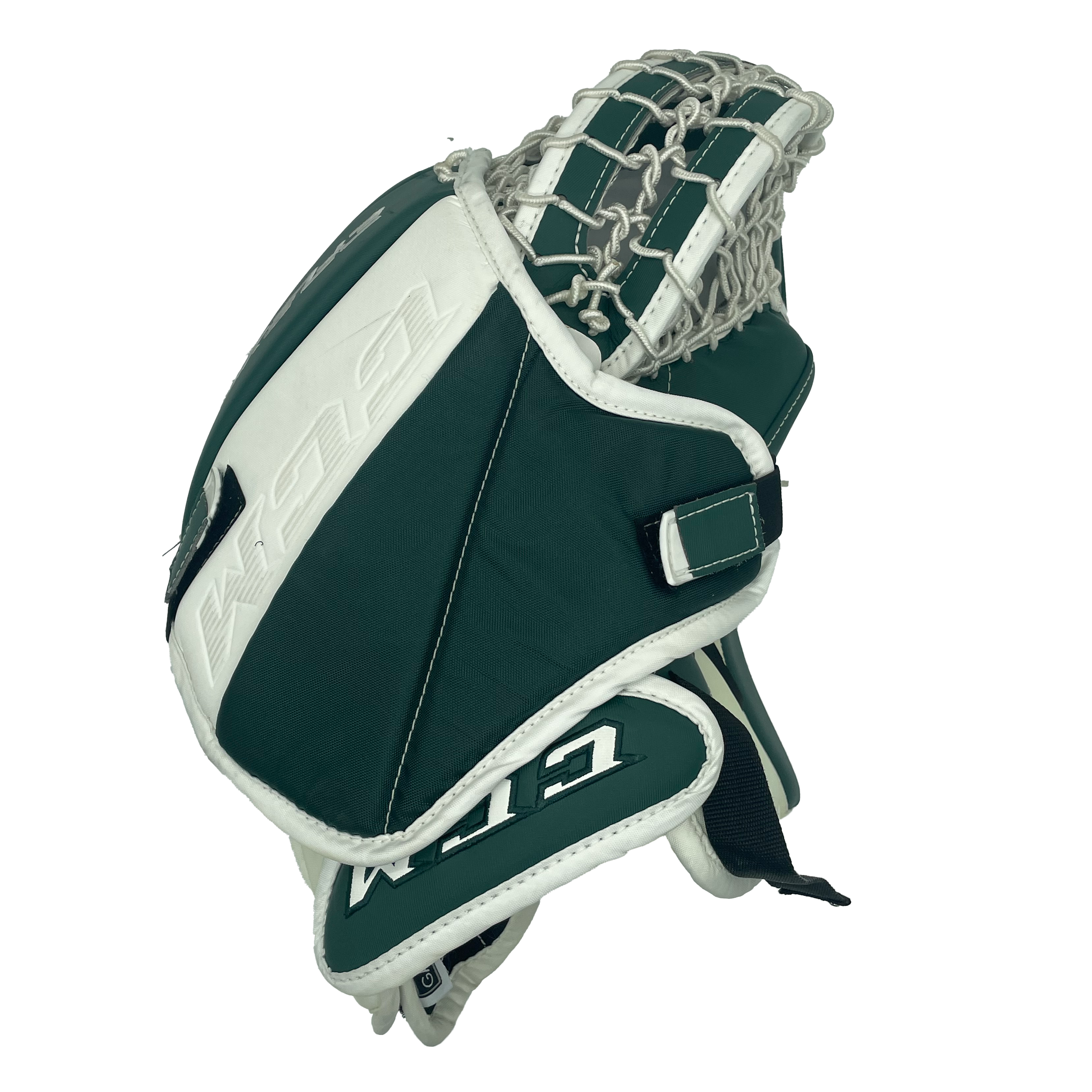CCM Extreme Flex 5 - Gant de gardien de but Pro Stock d'occasion (blanc/vert)